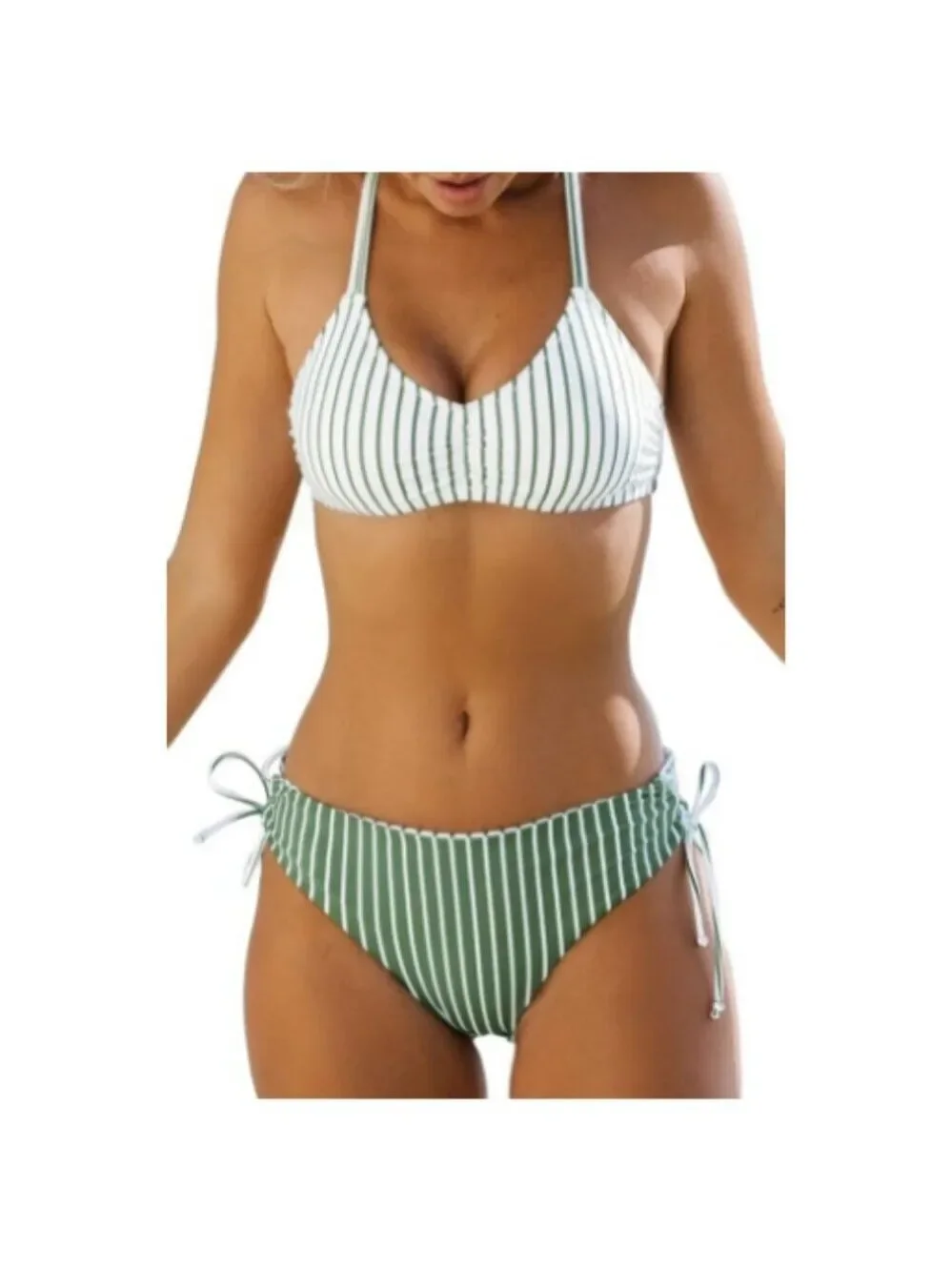 **CUPSHE** 2 Piece Bikini Back Braided Straps with Reversible Bottom Large NWT